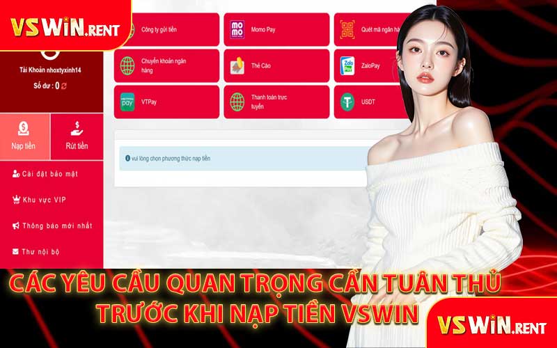Các Yêu Cầu Quan Trọng Cần Tuân Thủ Trước Khi Nạp Tiền VSWIN